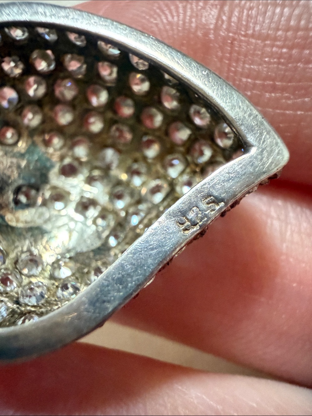 14K (585) & 925 Sterling Silver Strawberry Pendant W/Clear Crystal Pave - Picture 16 of 17